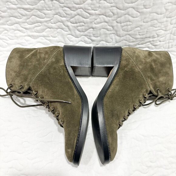 VINCE Falco Green Suede Padded Hiking Combat Military Boots Leather Heel Sz 9.5 - Picture 4 of 8
